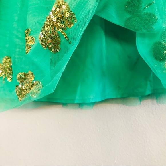 Cat & Jack Girls St. Patrick’s Gold Sequins Shamrocks Tutu Skirt Size L10/12 - Picture 4 of 9